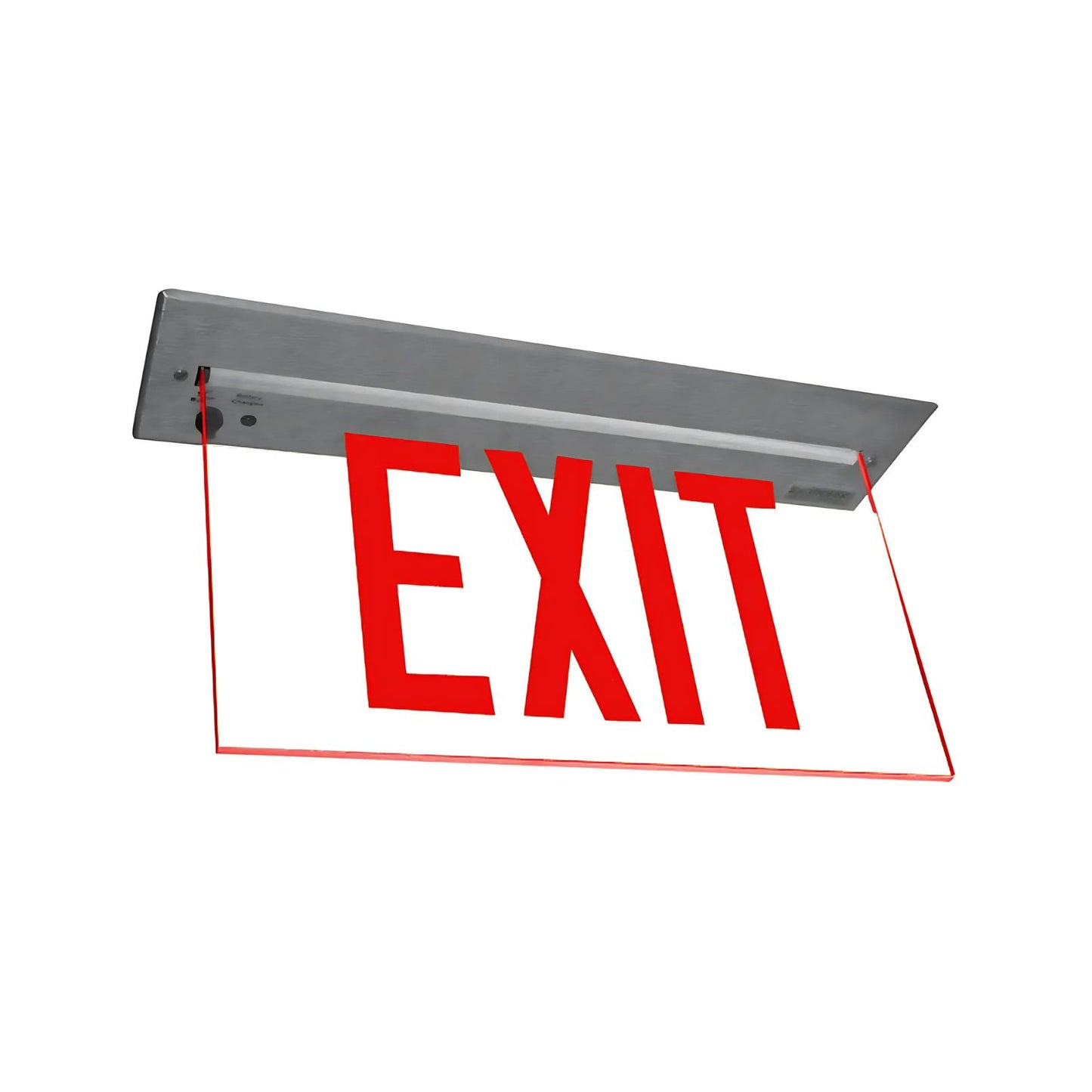 Recessed Architectural Edge Lit Exit Sign with Red Letters