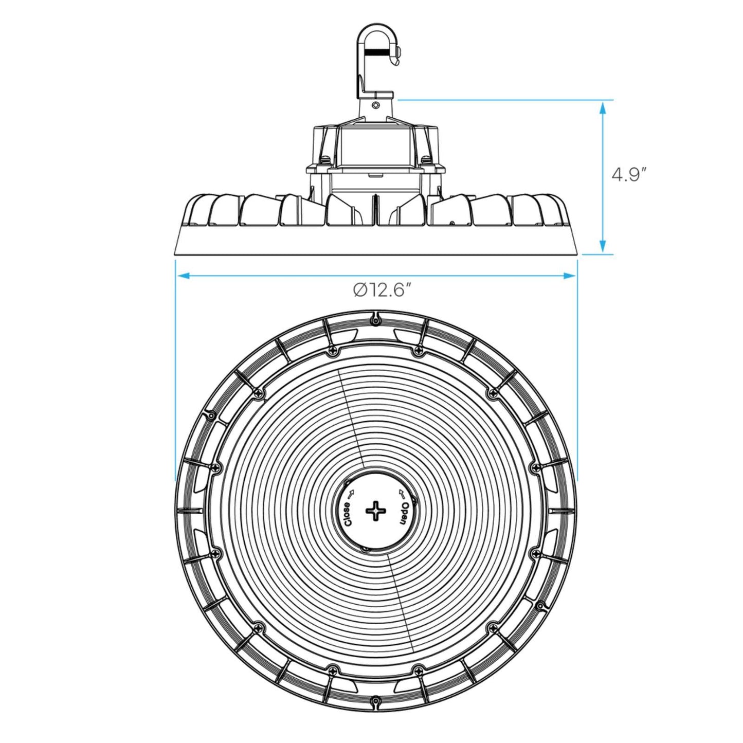 240W 3CCT/3WATT & 3 Beam Selectable UFO Highbay - Black Finish